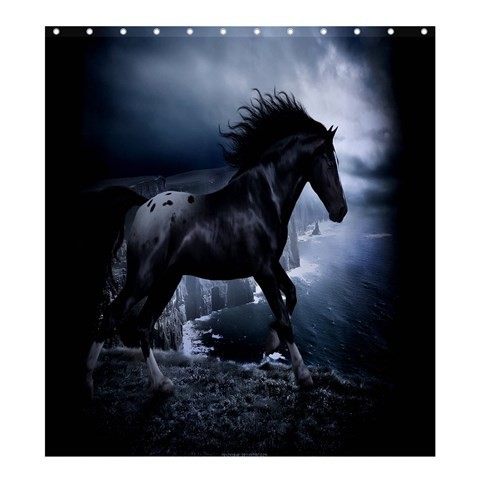 Shower0181 Bath Shower Curtain Black Horse Cute Beautiful Horses In Light Design Animation Fantasy.jpg