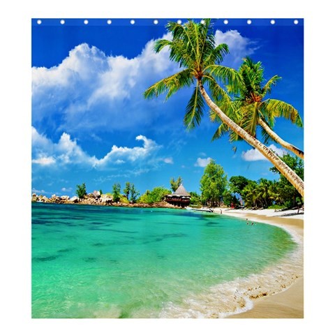 Shower0174 Bath Shower Curtain Beautiful Nature Beach Design Blue Ocean With Coconut Tree For Game.jpg