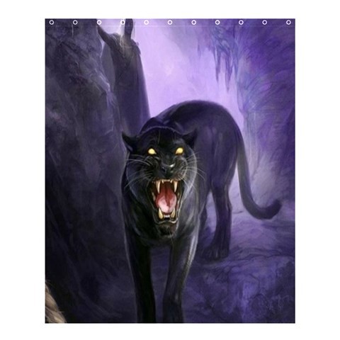 Shower0182 Bath Shower Curtain Black Panthers In Blue Design Wild Animal Additions For Game Anime.jpg