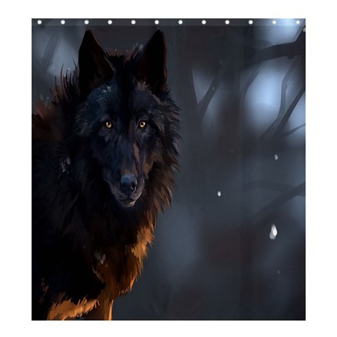 Shower0183 Bath Shower Curtain Black Wolf Nature Wild Animal Design In Moon Light Jungle For Gaming.jpg