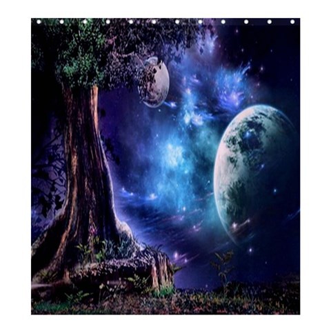 Shower0222 Bath Shower Curtain Earth Moon Galaxy Animation Fantasy For Game.jpg