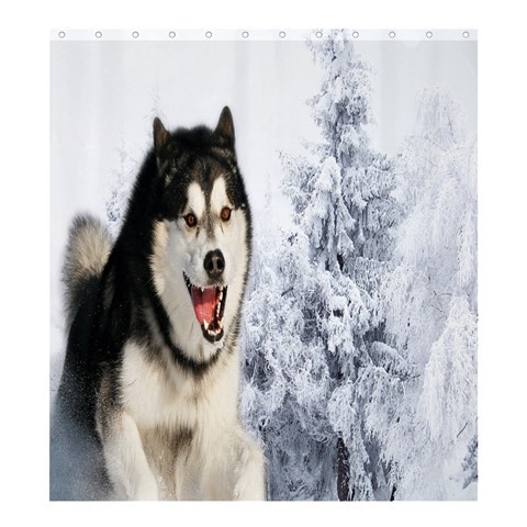 Shower0213 Bath Shower Curtain Dogs Beautiful Siberian Husky Animal Nature Design Fantasy In Snow.jpg