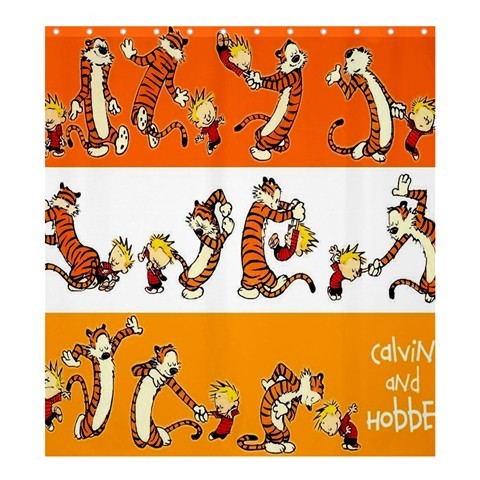 Shower0192 Bath Shower Curtain Calvin And Hobbes Daily Comic By American Cartoonist Bill Watterson.jpg