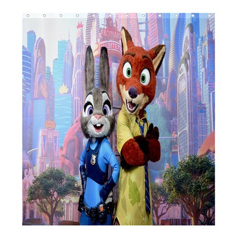 Shower0426 Bath Shower Curtain Zootopia Nick Wilde And Judy Hopps Disney Movie The Romantic Rabbits.jpg
