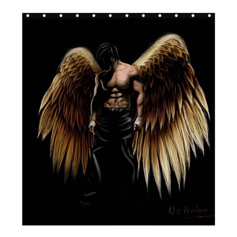 Shower0005 Bath Shower Curtain Angel Wings Dark Angel In Black Magic Nature Animation Design Fantasy.jpg