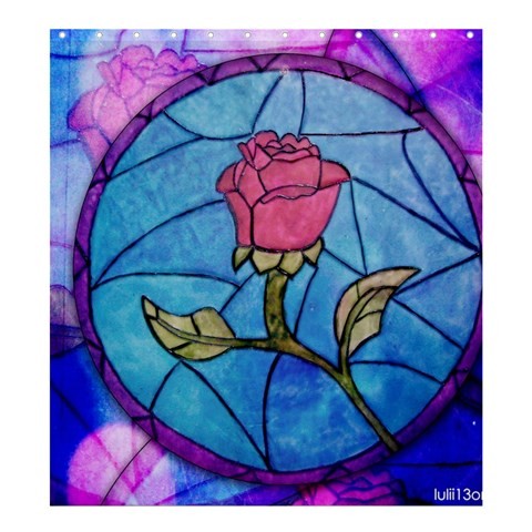 Shower0021 Bath Shower Curtain Beauty And The Beast Rose In Glass Romantic Animation Fantasy Disney.jpg
