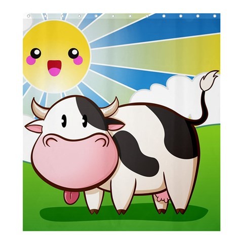 Shower0035 Bath Shower Curtain Cow Cartoon Cute Funny Cow Anime With Beautiful Sun Light Fantasy.jpg