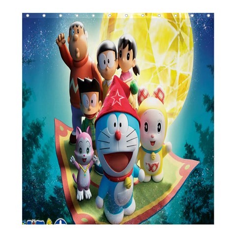 Shower0039 Bath Shower Curtain Doraemon Nobita And Friends In Beautiful Moon Light Cartoon.jpg