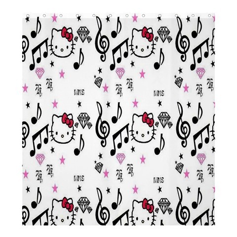 Shower0066 Bath Shower Curtain Hello Kitty Cute Cartoon Animation In Musical Scale Fantasy Design.jpg