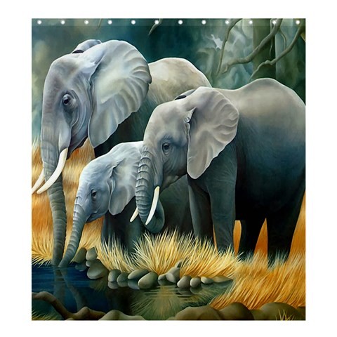 Shower0045 Bath Shower Curtain Elephant Cute Funny Cartoon Animation Nature Animal.jpg