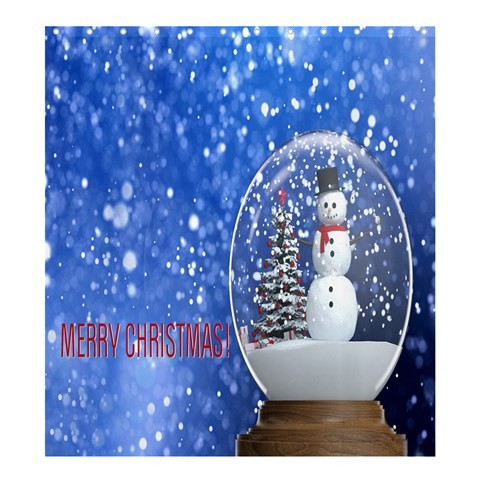 Shower0078 Bath Shower Curtain Merry Christmast Snow Doll Flake At Glass Ball In Blue Design Anime.jpg