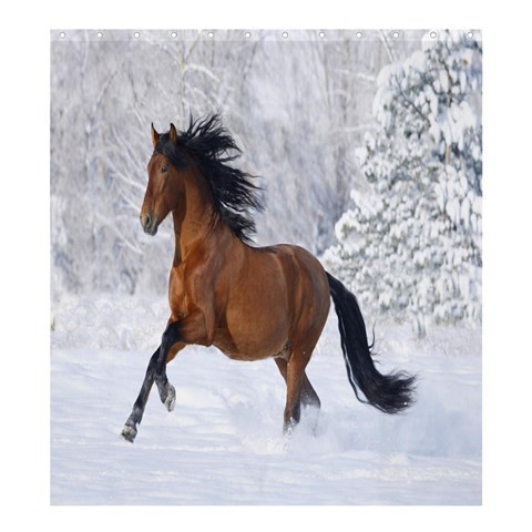 Shower0067 Bath Shower Curtain Horse Running In The Snow Nature Animal Animation Fantasy.jpg