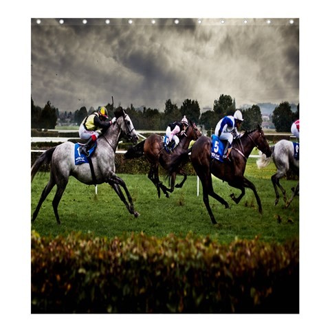 Shower0252 Bath Shower Curtain Horse Racing Horses Track Nature Animal Design Beautiful Grass Cloud.jpg