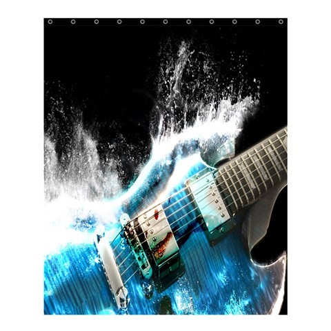 Shower0242 Bath Shower Curtain Guitar Blue Water Design Musical Instrument For Fantasy Anime Game.jpg