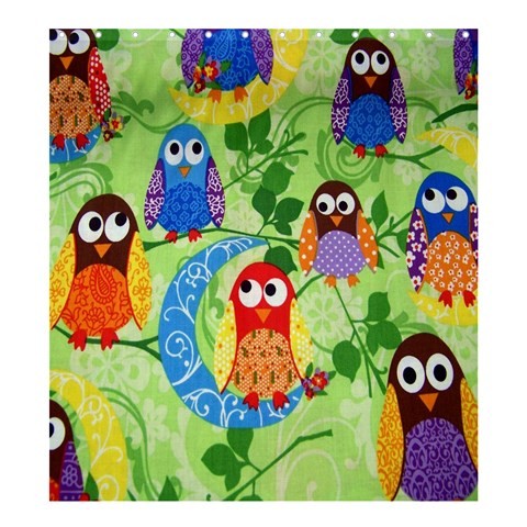 Shower0299 Bath Shower Curtain Owl Cute Funny Owl Birds In Pattern Design For Game Fantasy Anime.jpg