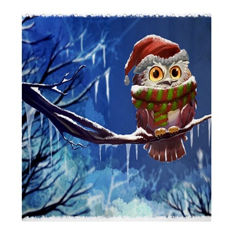 Shower0300 Bath Shower Curtain Owl Cute Funny Owl Birds In Snow Christmas Design Game Fantasy Anime.jpg