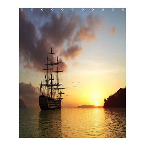 Shower0307 Bath Shower Curtain Pirates Ships In Beautiful Sunset Nature Design In Ocean For New Game.jpg