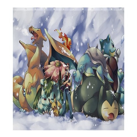 Shower0311 Bath Shower Curtain Pokemon In Snow Animation Fantasy.jpg