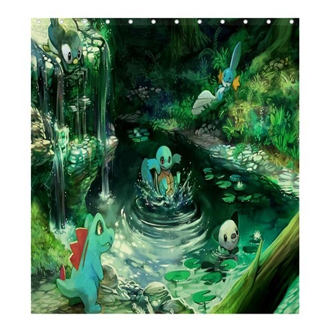 Shower0312 Bath Shower Curtain Pokemon Nature Green Animation Fantasy Cartoon Movie.jpg
