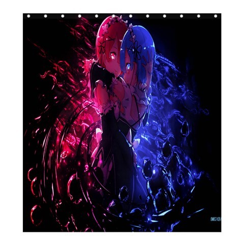 Shower0323 Bath Shower Curtain Ram Rem Romantic Twin Sisters Zero Kara Hajimeru Japan Anime Movie.jpg