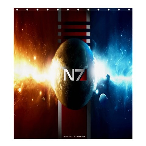 Shower0087 Bath Shower Curtain N7 Logo In Elegant Earth Light Design Mass Effect Computer Video Game.jpg