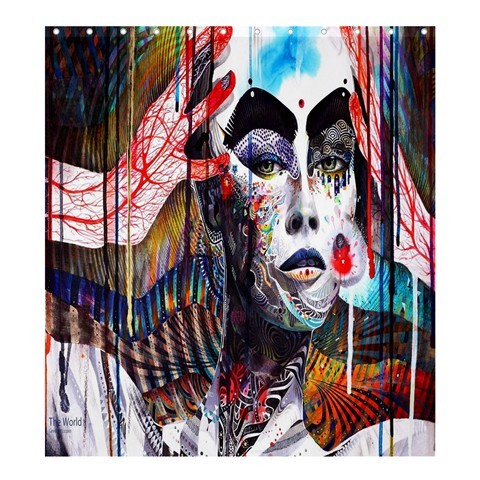 Shower0098 Bath Shower Curtain Psychedelic Magnificent Beautiful Abstract Art Paint Face Design.jpg