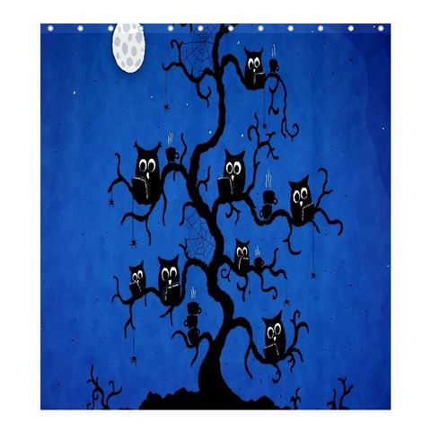 Shower0093 Bath Shower Curtain Owl Cute Funny Owl Birds At Blue Night Moon For Game Fantasy Anime.jpg