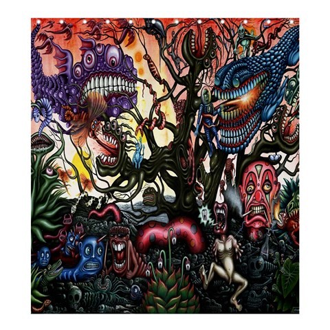 Shower0097 Bath Shower Curtain Psychedelic Beautiful Abstract Art Monster Paint Rainbow Design Anime.jpg