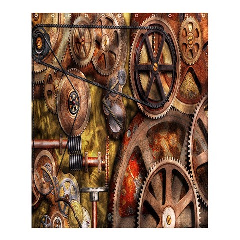 Shower0362 Bath Shower Curtain Steampunk Machine Limited Brown Design For Gaming Animation Fantasy.jpg