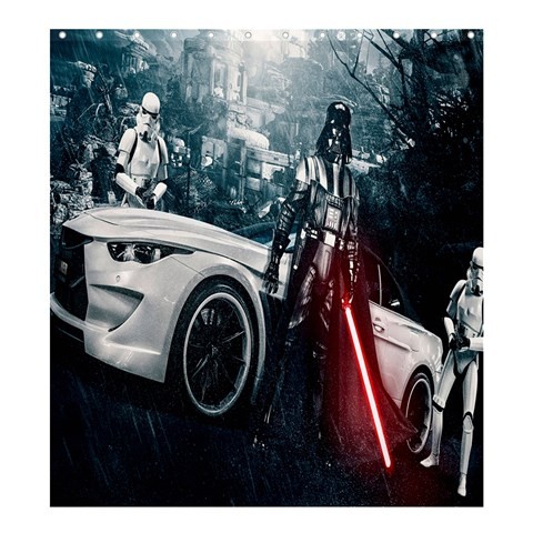 Shower0358 Bath Shower Curtain Star Wars Darth Vader And Legion White American Space Battle Galaxy.jpg