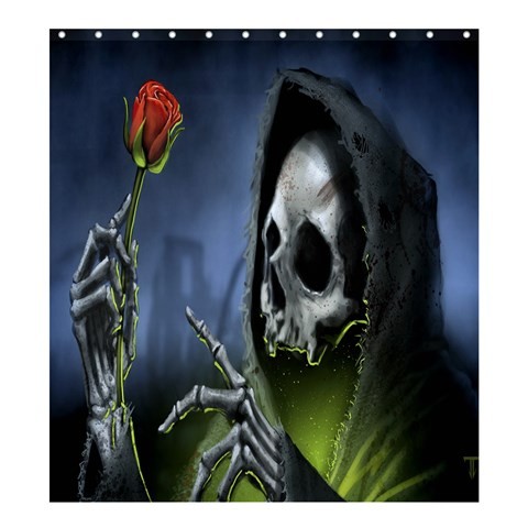 Shower0351 Bath Shower Curtain Skull Skeleton With Rose Flowers In Grave Scary Horror Halloween.jpg