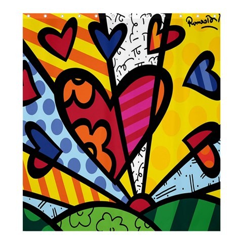 Shower0334 Bath Shower Curtain Romero Britto Love Design Animation Brazilian Neo Pop Artist Painter.jpg