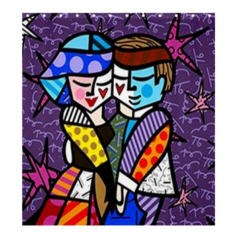 Shower0335 Bath Shower Curtain Romero Britto Lover Couple Design Anime Brazilian Pop Artist Painter.jpg