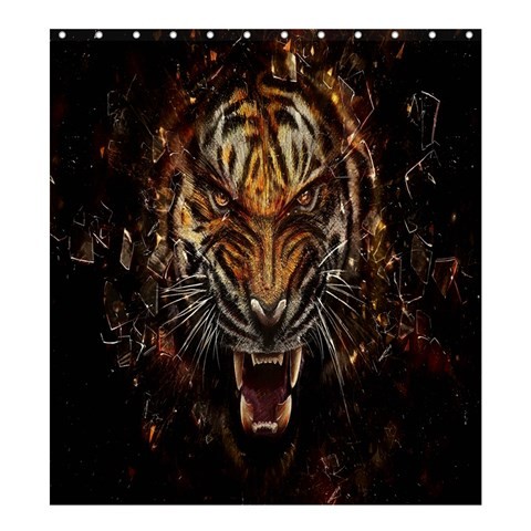 Shower0395 Bath Shower Curtain Tiger Face Wild Animal In Fragile Glasses Nature Game Fantasy Anime.jpg