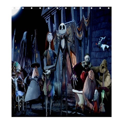 Shower0385 Bath Shower Curtain The Nightmare Before Christmas Tim Burton Animation Movie Jack Sally.jpg
