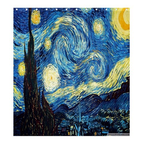 Shower0390 Bath Shower Curtain The Starry Night Dutch Post Impressionist Painter Vincent Van Gogh.jpg