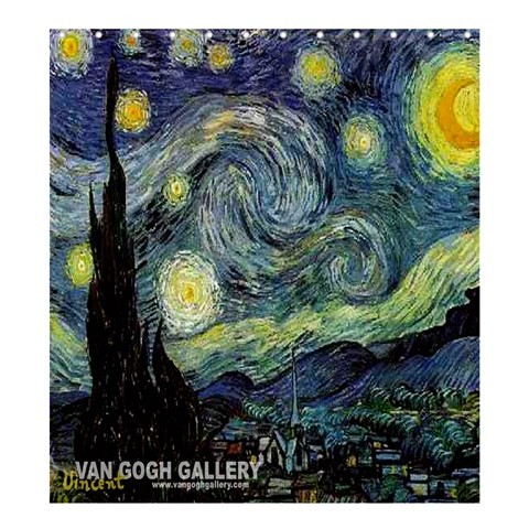 Shower0391 Bath Shower Curtain The Starry Night Painter Vincent Van Gogh Dutch Post Impressionist.jpg