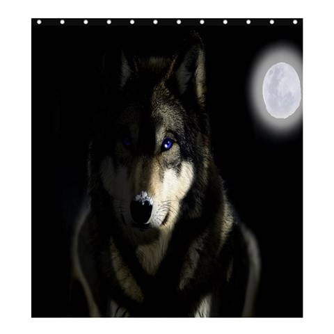 Shower0415 Bath Shower Curtain Wolf Moon Wild Animal Jungle With Dark Night Moon Design Game Anime.jpg