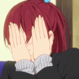 blushing anime girl hides.gif