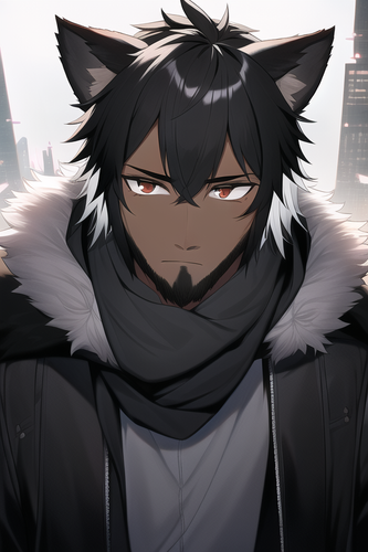 cyberpunk, male, dog boy, dog ears, short tail, dog tail, black tail, white tail, furry, black hair,.png