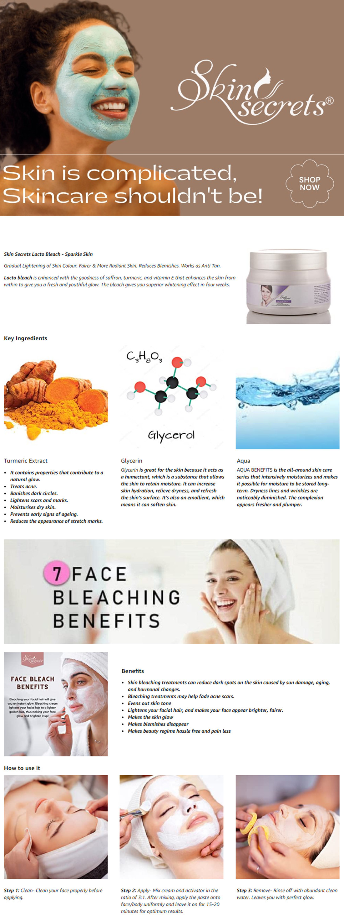 Buy Skin Secrets Lacto Bleach Sparkle Skin, 300gm Online Cossouq