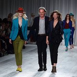 LONDON, ENGLAND - SEPTEMBER 18:  Paul Smith (C) and models walk the runway at the Paul Smith S/S 201