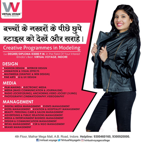 Dreaming of becoming the best Model in India? Join Virtual Voyage College Indore And Get Certification In Modelling course.Call now 9300-930011
bit.ly/2H28qlU