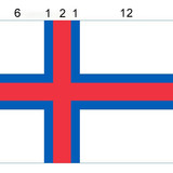 The Faroe Islands flag with proportions.
