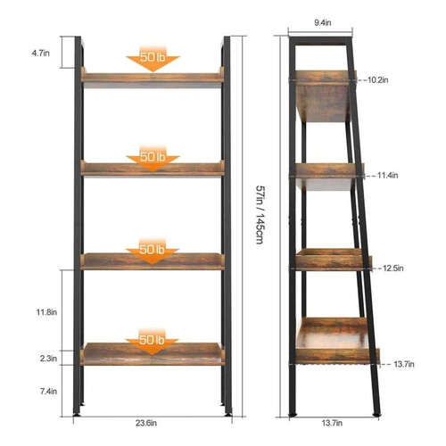 4 Tier Bookshelves Ladder Bookshelf w Open Shelf for Storage%2C Ladder Shelf %26 Bookcases %2C Small.jpg