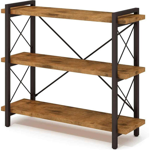 3 Tier Industrial Bookshelf%2C Rustic Open Bookshelf%2C Wood and Metal Horizontal Bookshelf.jpg