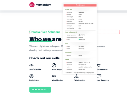 Frontend screenshot