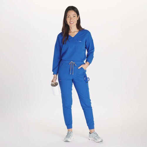 Alpine Dolman ¾ Sleeve 2 Pocket CORE Scrub Top Royal Blue 2500x2500 full body 3.jpg