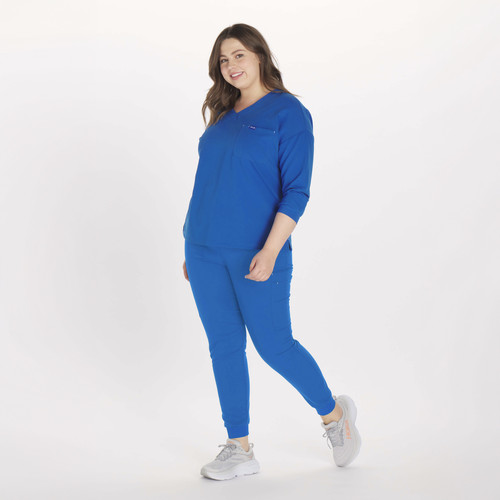 Alpine Dolman ¾ Sleeve 2 Pocket CORE Scrub Top Royal Blue 2500x2500 full body.jpg