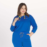 Alpine Dolman ¾ Sleeve 2 Pocket CORE Scrub Top Royal Blue 2500x2500 FRONT IMAGE